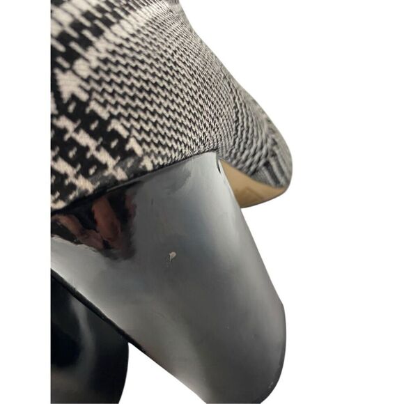 ALDO Lovelee Black White Houndstooth 3.5” Heeled Back Zip Bootie Classic Boots S - Picture 7 of 8